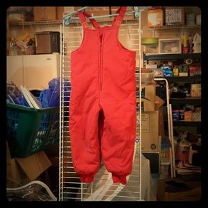 Red Snow Pants insulated and zipped.